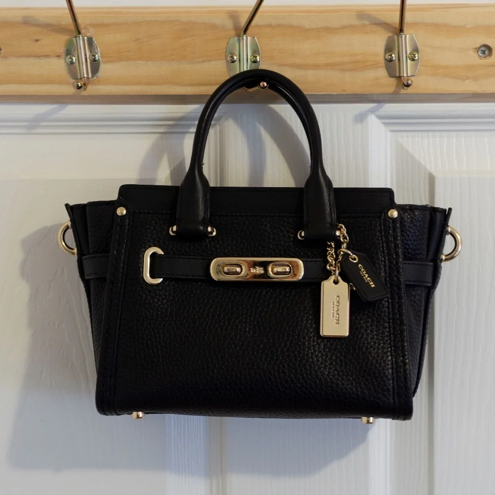 Coach Swagger Pebble Leather Black - Picture 6 of 11
